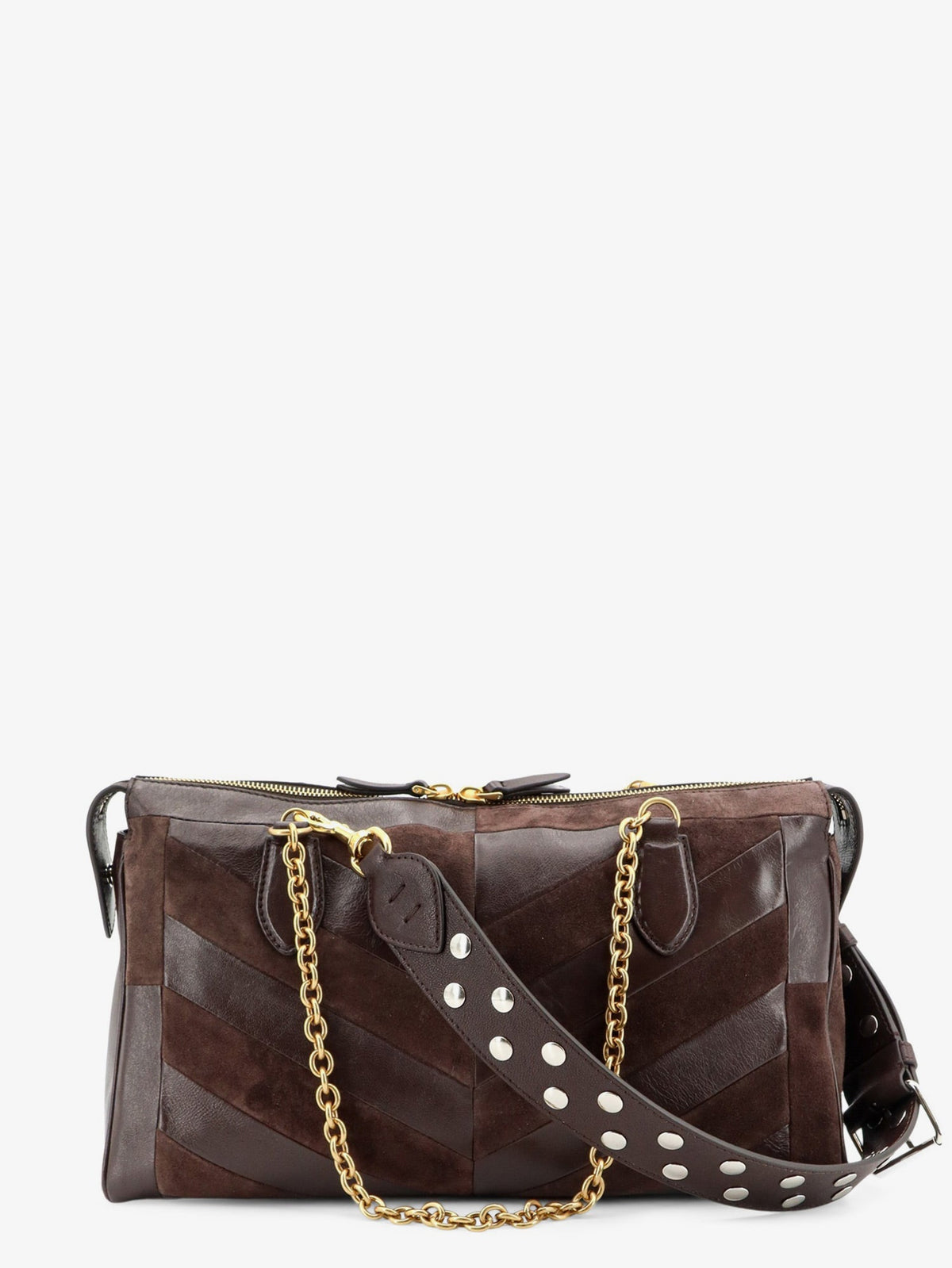 Valentino Garavani Panthea suede and leather shoulder bag - Ebonybrown