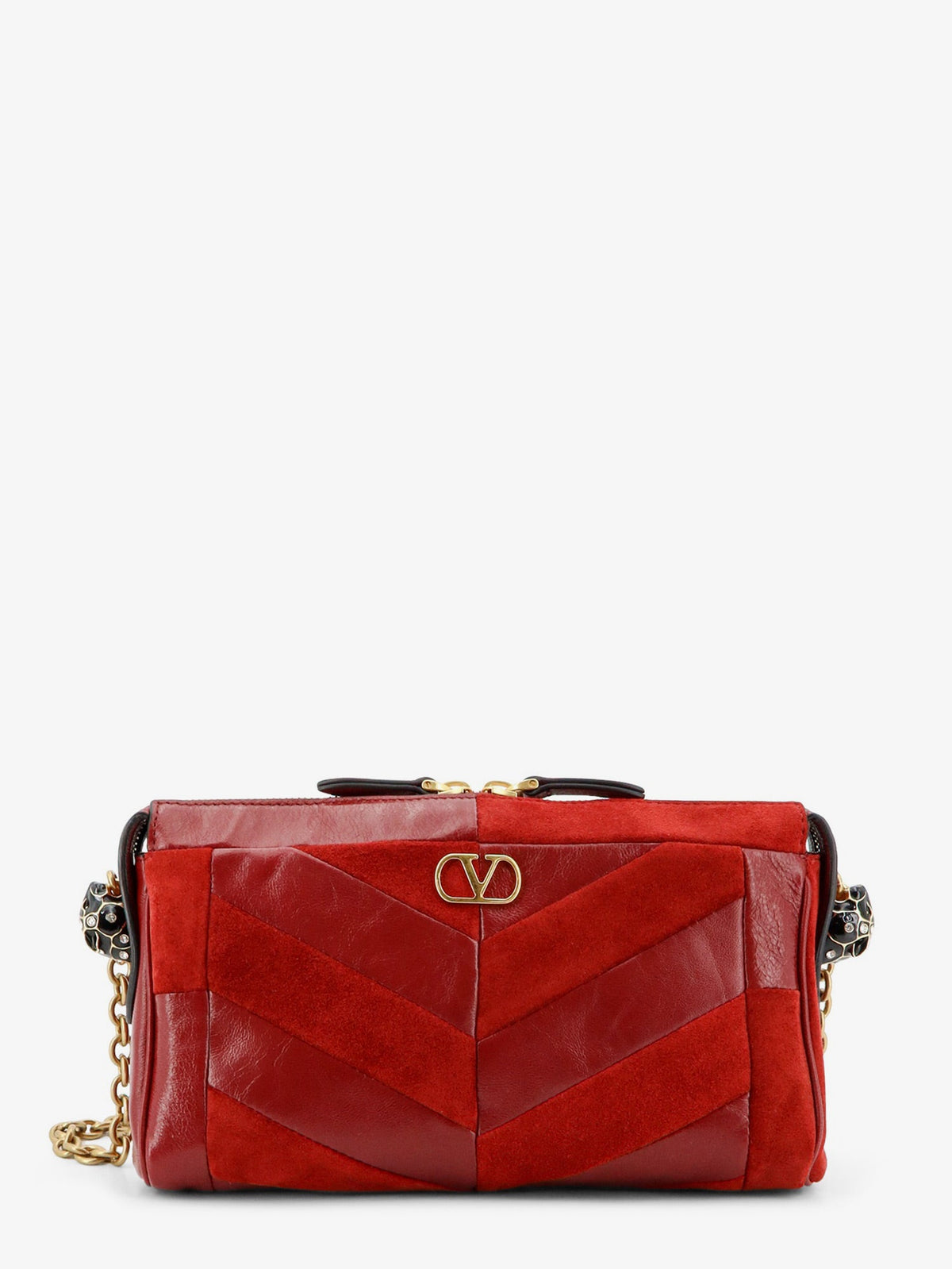 Valentino Garavani Panthea suede and leather crossbody bag - Russetred