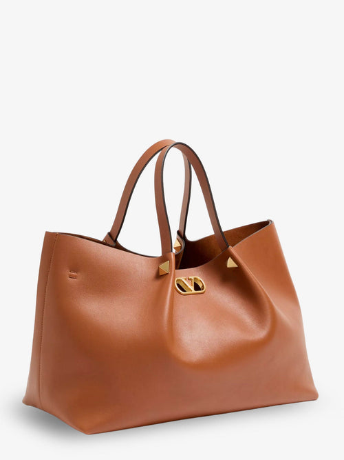 Valentino VLogo Signature Leather Tote Bag - Lighthazel
