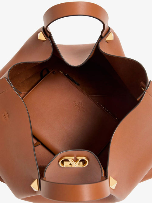 Valentino VLogo Signature Leather Tote Bag - Lighthazel