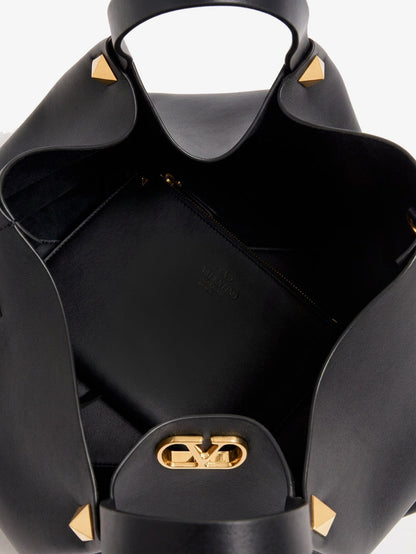 Valentino Garavani Large VLogo Signature leather tote bag - Nero