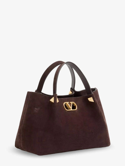 VALENTINO GARAVANI - Suede handbag with metal VLogo