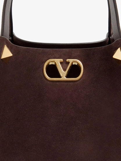 VALENTINO GARAVANI - Suede handbag with metal VLogo
