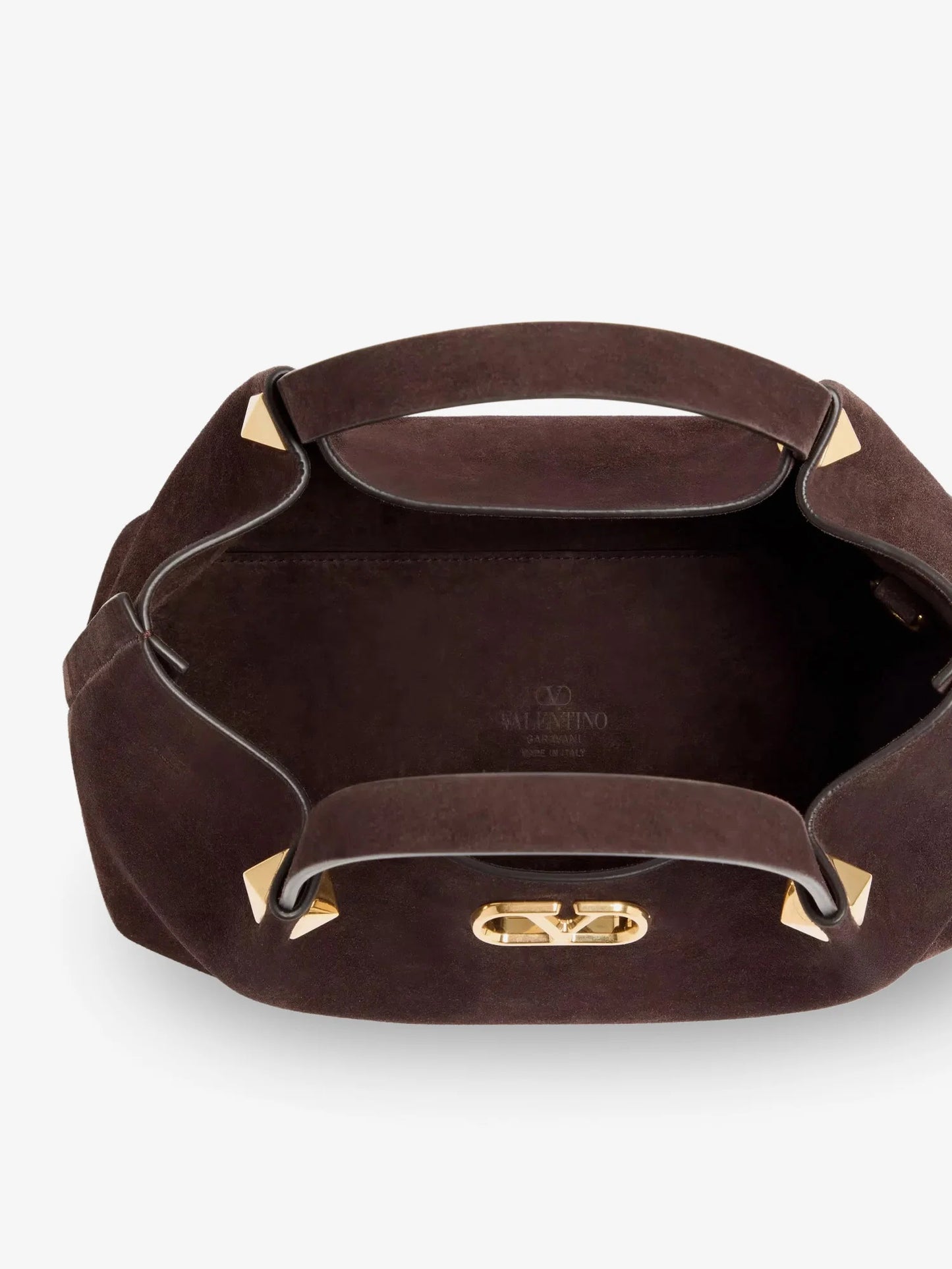 VALENTINO GARAVANI - Suede handbag with metal VLogo