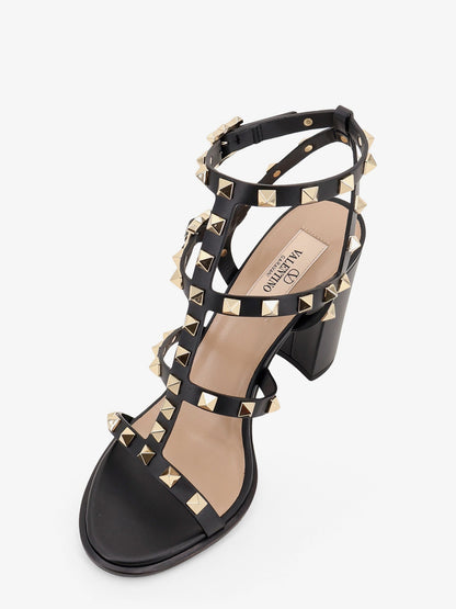 Valentino Garavani Rockstud leather sandals with iconic all-over studs - Nero