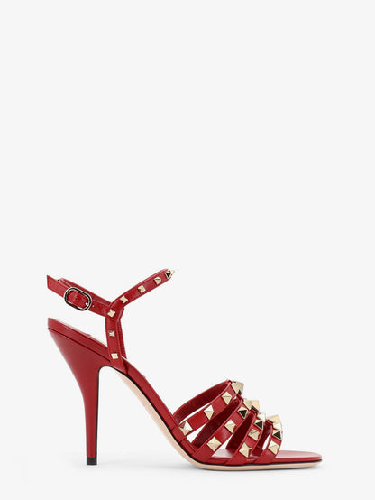 Valentino Garavani Rockstud leather sandals with iconic all-over studs - Brightred