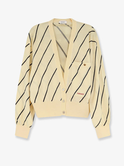 VERSACE - Wool blend cardigan with striped detail