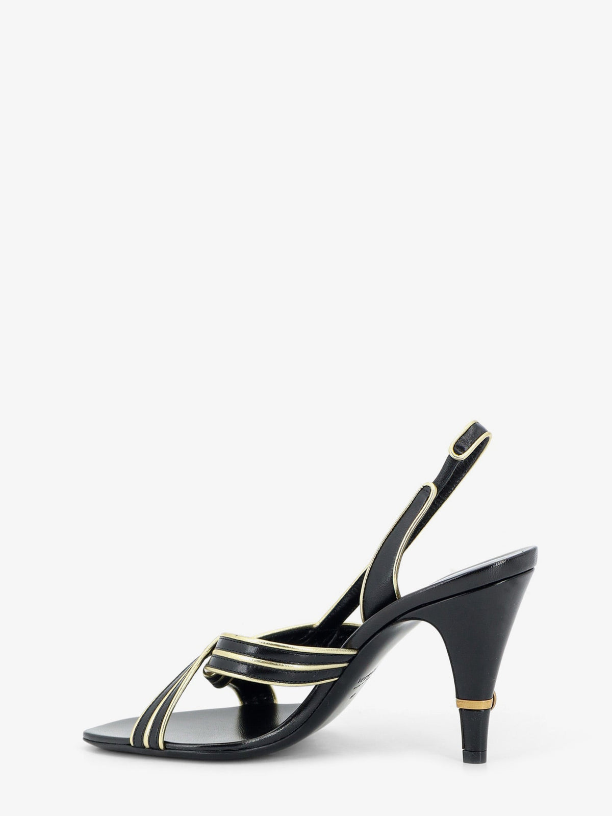 Versace Gianni leather sandals with contrasting metallic profiles - Blackgold