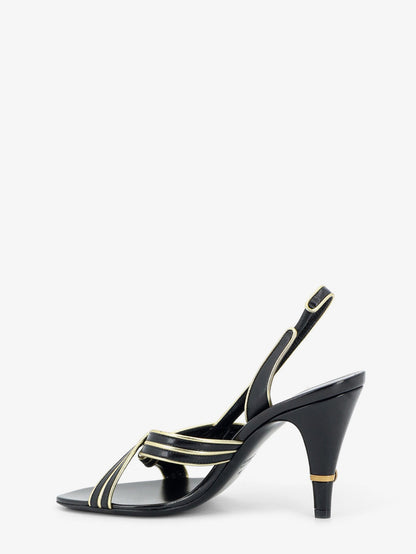 Versace Gianni leather sandals with contrasting metallic profiles - Blackgold