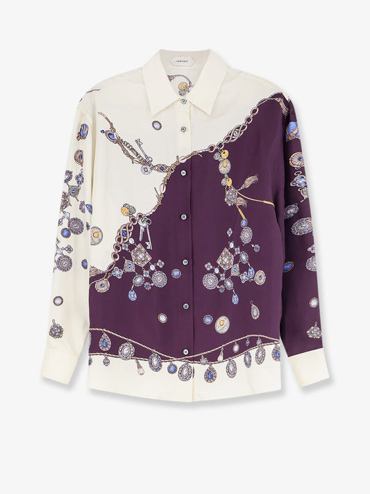 Versace Printed silk twill shirt - Burgundy