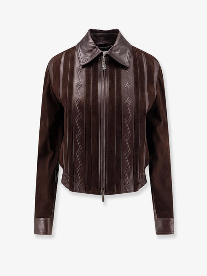 VERSACE - Leather and suede jacket