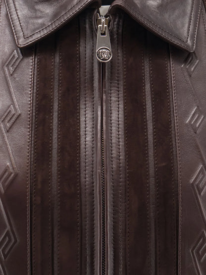 VERSACE - Leather and suede jacket