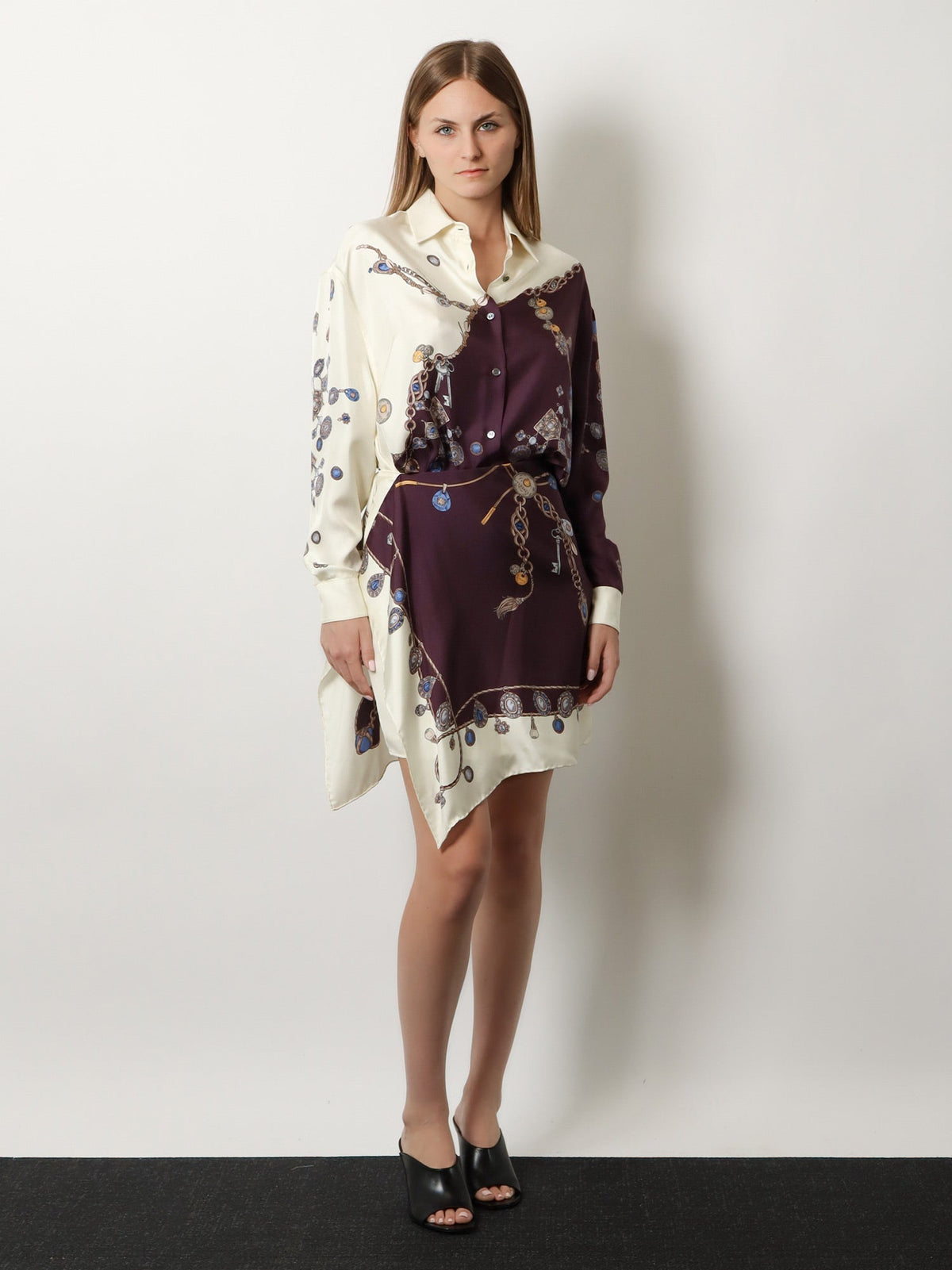 Versace Printed silk twill miniskirt - Burgundy