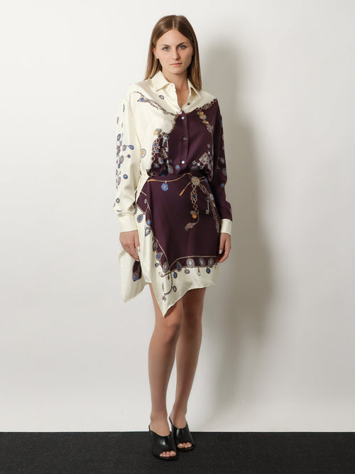 Versace Printed silk twill miniskirt - Burgundy