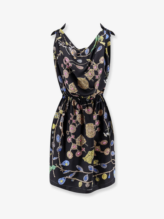 Versace Printed Silk Twill Midi Dress