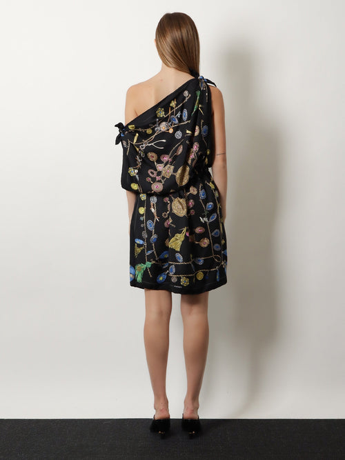 Versace Printed silk twill midi dress - Black