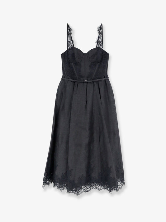 Zimmermann Valiant midi dress in linen and silk blend - Black