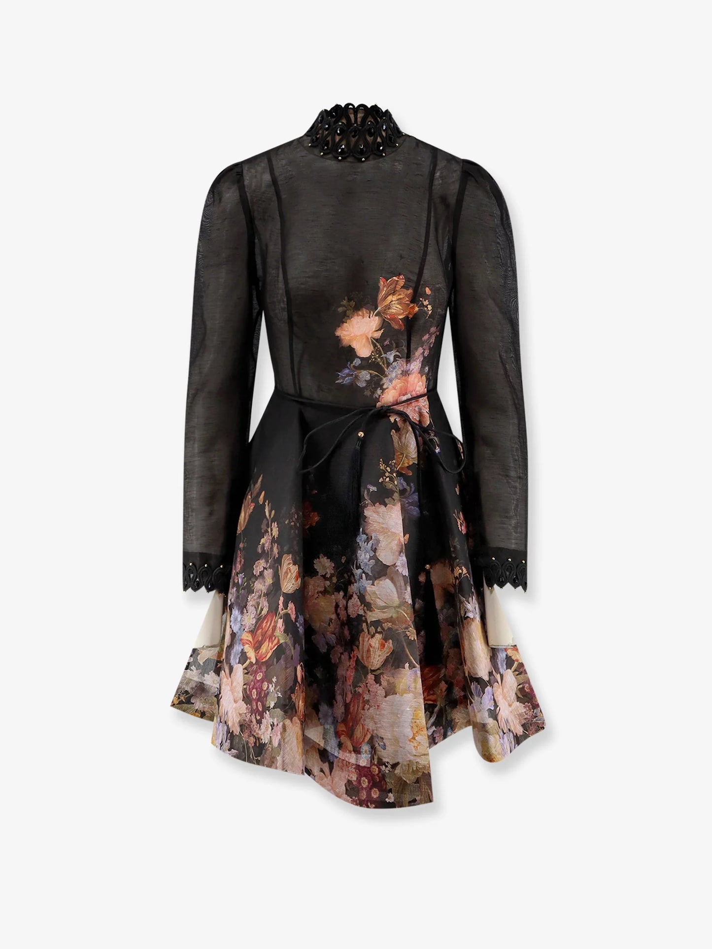 ZIMMERMANN - Valiant Embellish Mini Linen and Silk Dress