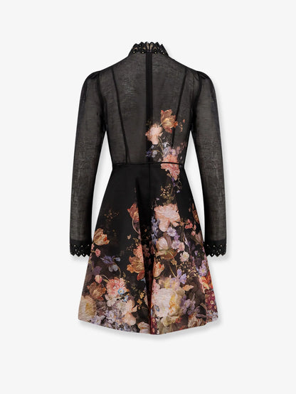 ZIMMERMANN - Valiant Embellish Mini Linen and Silk Dress