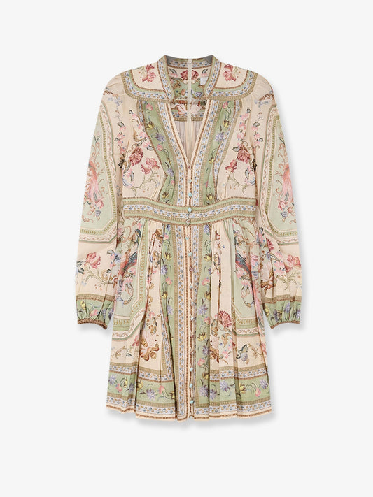 Zimmermann Roselight Plunge Tapestry Print Linen Dress - Sage Tapestry Floral