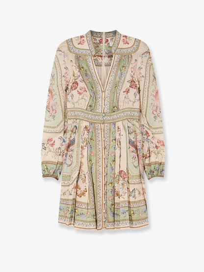 ZIMMERMANN - Roselight Plunge Tapestry Print Linen Dress