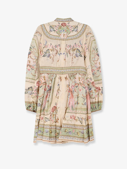 ZIMMERMANN - Roselight Plunge Tapestry Print Linen Dress