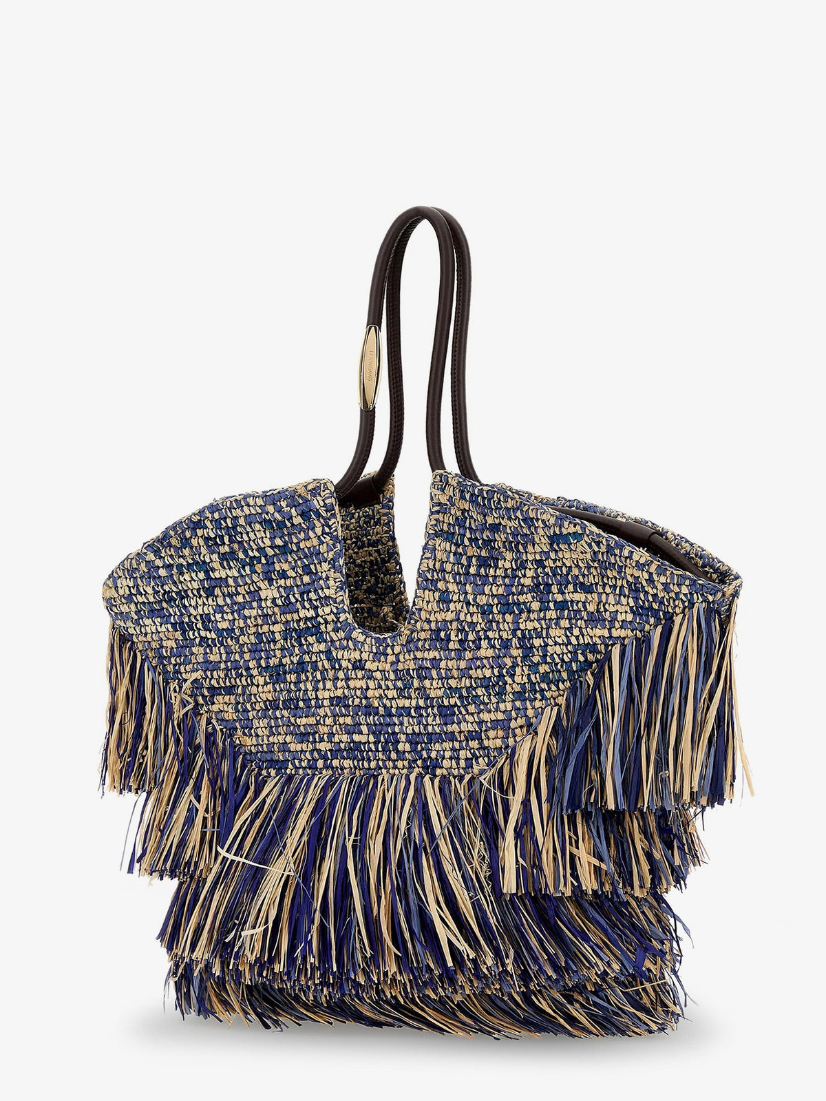 Zimmermann Goldentime raffia shoulder bag - Denimblue