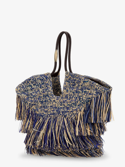 Zimmermann Goldentime raffia shoulder bag - Denimblue