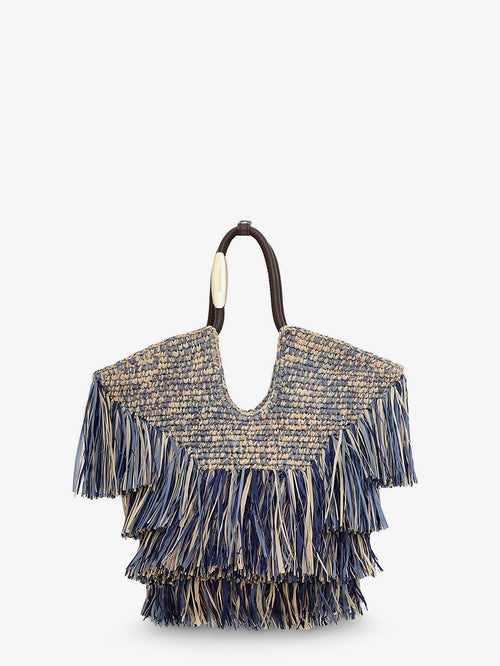 Zimmermann Goldentime raffia handbag - Denimblue