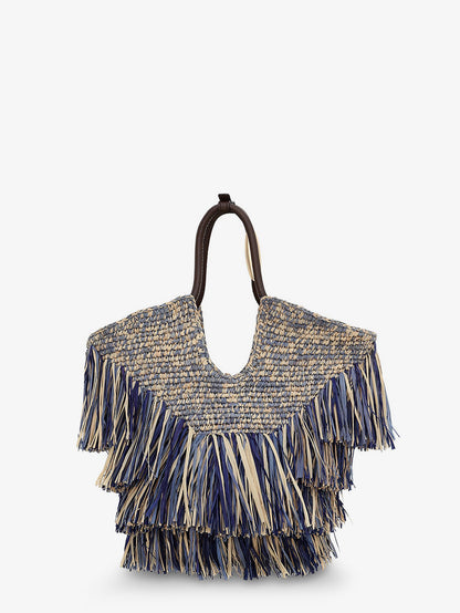 Zimmermann Goldentime raffia handbag - Denimblue