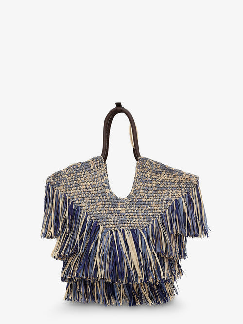 Zimmermann Goldentime raffia handbag - Denimblue