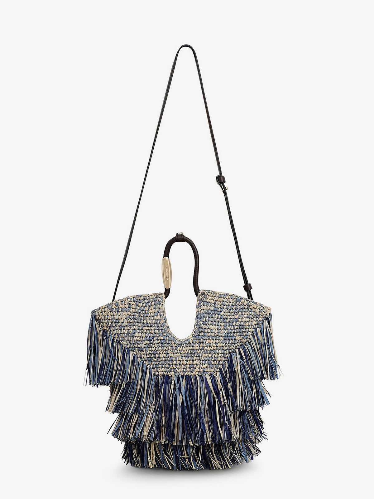 Zimmermann Goldentime raffia handbag - Denimblue