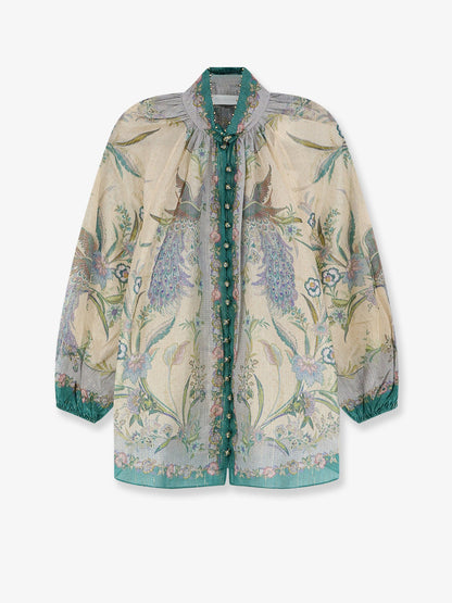 Zimmermann Indra cotton and silk shirt - Cream Floral