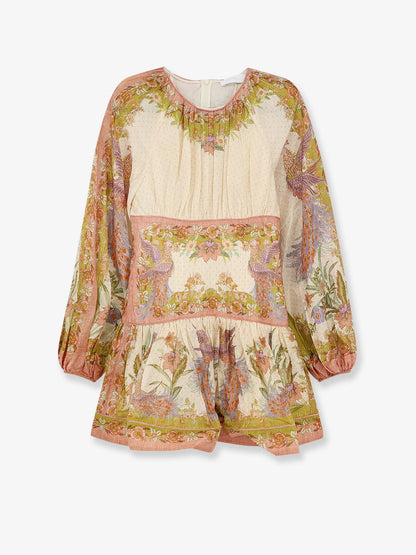 Zimmermann Indra cotton and silk mini dress - Chartreuse Floral