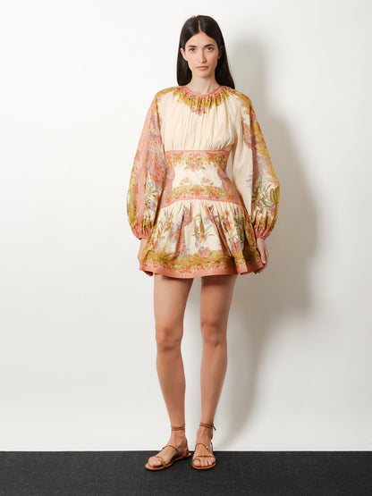 Zimmermann Indra cotton and silk mini dress - Chartreuse Floral