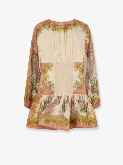 Zimmermann Indra cotton and silk mini dress - Chartreuse Floral