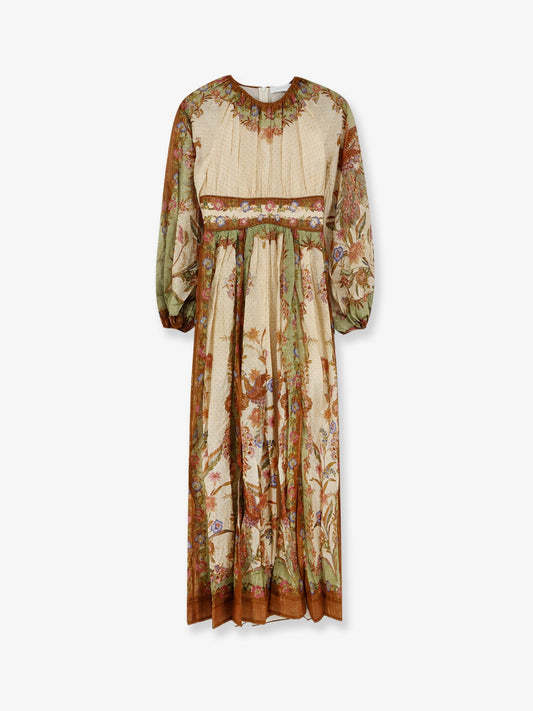 Zimmermann Indra cotton and silk dress - Cream Khaki Floral