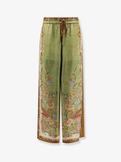 Zimmermann Indra silk trousers - Khaki Floral