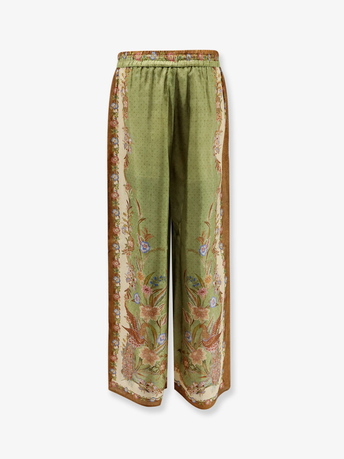 Zimmermann Indra silk trousers - Khaki Floral