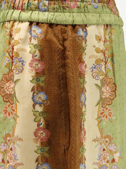 Zimmermann Indra silk trousers - Khaki Floral