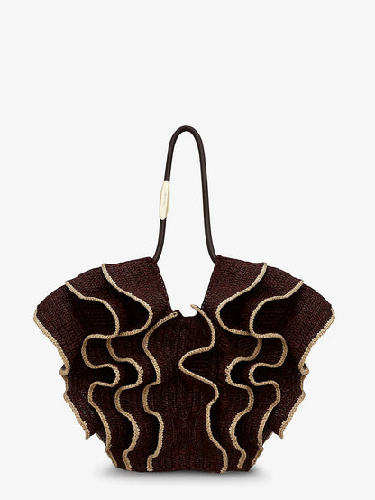 ZIMMERMANN - Goldentime raffia shoulder bag with ruffles