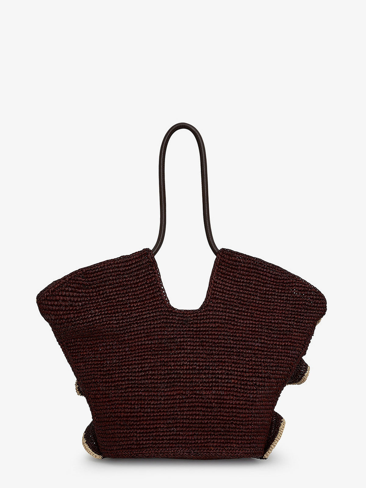 Zimmermann Goldentime raffia shoulder bag with ruffles - Chocolat