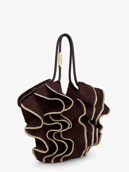 ZIMMERMANN - Goldentime raffia shoulder bag with ruffles