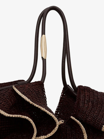 ZIMMERMANN - Goldentime raffia shoulder bag with ruffles