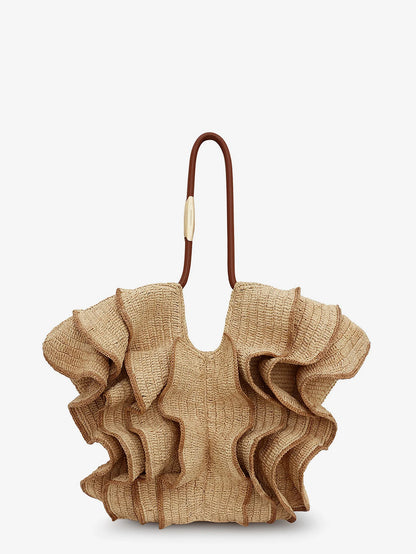 ZIMMERMANN - Goldentime raffia shoulder bag with ruffles