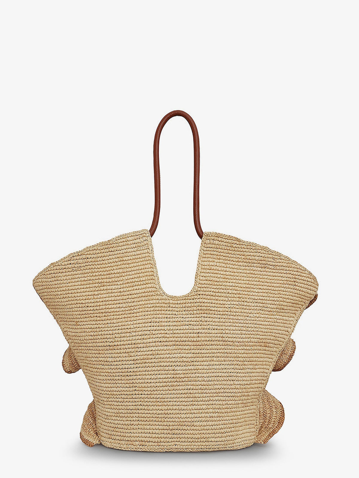 Zimmermann Goldentime raffia shoulder bag with ruffles - Naturale