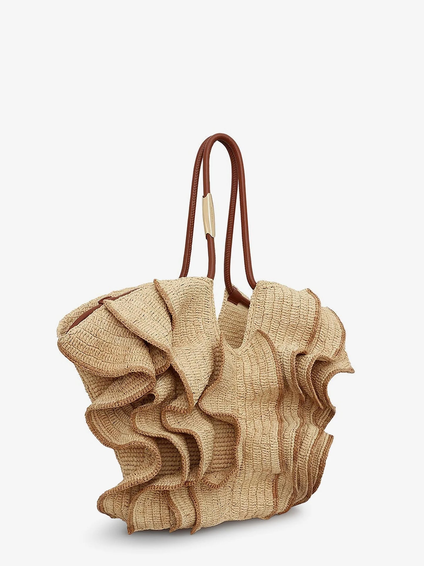 ZIMMERMANN - Goldentime raffia shoulder bag with ruffles