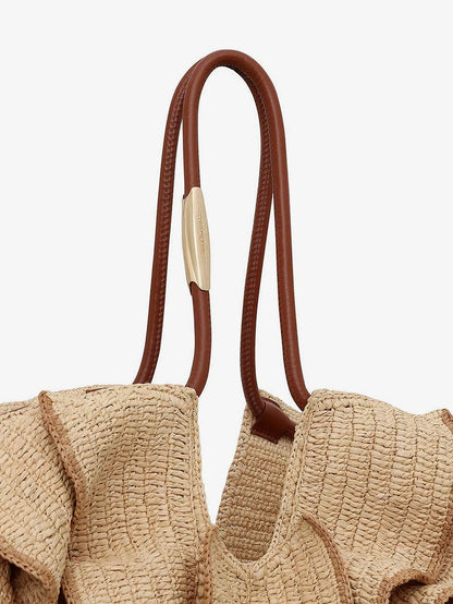 ZIMMERMANN - Goldentime raffia shoulder bag with ruffles