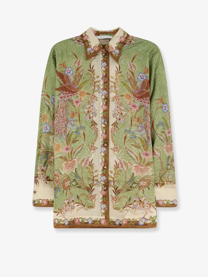 Zimmermann Indra silk shirt - Khaki Floral