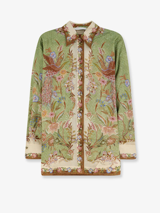 Zimmermann Indra silk shirt - Khaki Floral